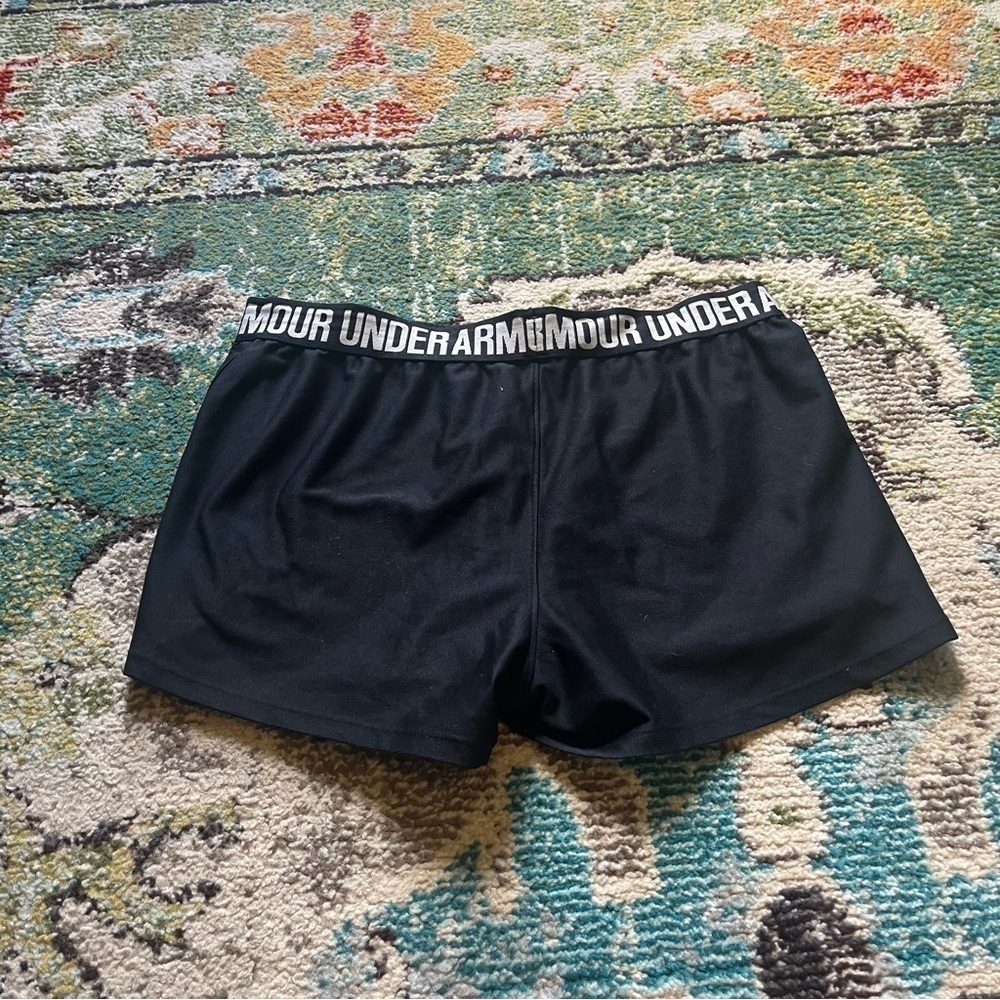 Under Armour Black Logo Waistband Running Shorts Women’s Small - Picture 6 of 7